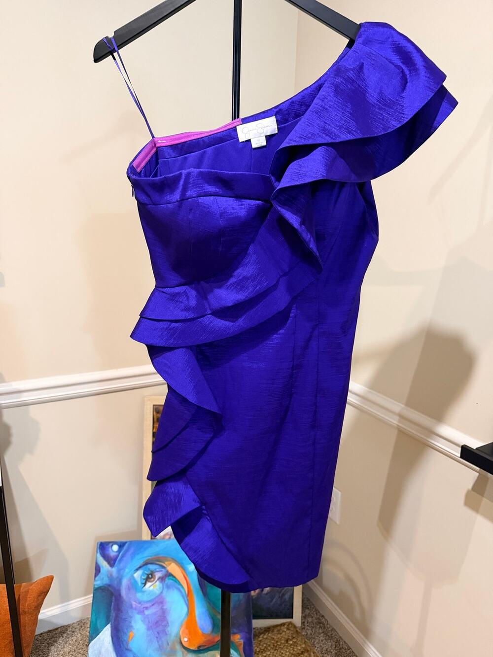 Jessica Simpson purple one shoulder dress euc 12